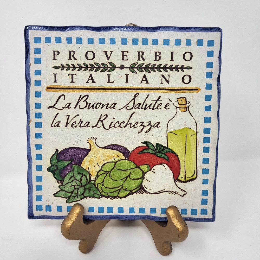 Proverbio Italiano La Bella Salute e La Vera Richezza Tile Trivet‎ Cortopassi